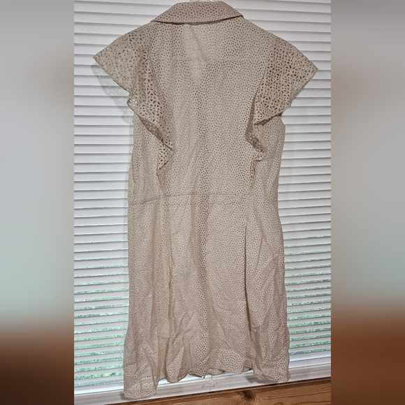 THEORY Nova Eyelet Ruffle Sleeve Mini Shirt Dress - Picture 8 of 8